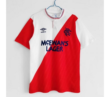 Rangers 87/88 Away White/Red Soccer Jersey